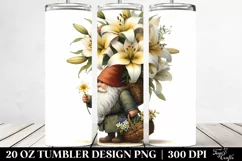 Detailed Gnome with Lily Bouquet | 20 Oz Tumbler Product Image 2