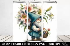 Detailed Gnome with Lily Bouquet | 20 Oz Tumbler Product Image 2