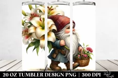 Detailed Gnome with Lily Bouquet | 20 Oz Tumbler Product Image 2