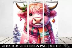 Pink Highland Cow Winter Party Clipart Product Image 2