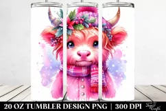 Pink Highland Cow Winter Party Clipart Product Image 2