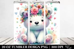 Cute Polar Bear with Flower Crown | 20 oz Tumbler Product Image 2