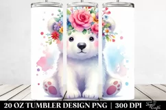 Cute Polar Bear with Flower Crown | 20 oz Tumbler Product Image 2