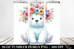 Cute Polar Bear with Flower Crown | 20 oz Tumbler Product Image 2