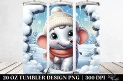 Cute Baby Elephant Exiting Snowy Wall, High-Res 20 Oz Product Image 2