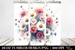 Vibrant Daisy Watercolor | 20 oz Tumbler Product Image 2