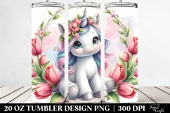 Cute Baby Unicorn Tulip Frame | 20 Oz Tumbler Product Image 2