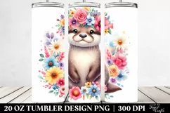 Cute Otter with Flower Crown | 20 oz Tumbler Product Image 2