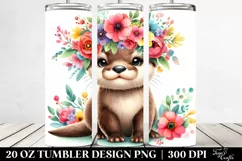 Cute Otter with Flower Crown | 20 oz Tumbler Product Image 2