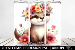 Cute Otter Flower Crown | 20 oz Tumbler Product Image 2