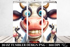 Crazy Funny Cow Portrait Watercolor Tumbler | 20 Oz Tumbler Product Image 2