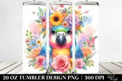Cute Macaw with Flower Crown | 20 oz Tumbler Product Image 2