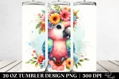 Colorful Macaw Flower Crown | 20 oz Tumbler Product Image 2