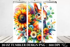 Abstract Watercolor Squirrel Sunflower Tumbler Product Image 2