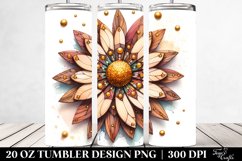20 Oz Tumbler Sublimation | Wooden Stained Daisy Golden Product Image 2