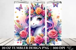 Cute Unicorn Floral Wreath Tumbler Product Image 2