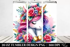 Cute Unicorn Floral Wreath Tumbler Product Image 2