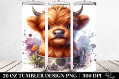 Cute Baby Highland Cow Watercolor Tumbler | 20 Oz Tumbler Product Image 2