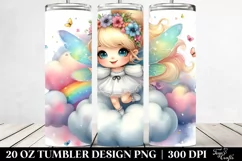 Cute Fairy Bouncing Cloud Puff Watercolor Tumbler | 20 Oz Product Image 2