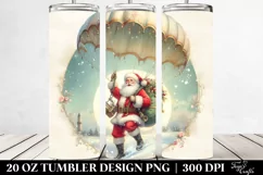 Vintage Santa with Parachute, Centered PNG Product Image 2