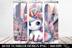 Cute Baby Unicorn with Urban Scene. 20 oz Tumbler Design Product Image 2