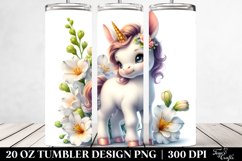 Cute Baby Unicorn with Freesia | 20 Oz Tumbler Product Image 2