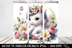 Cute Baby Unicorn with Freesia | 20 Oz Tumbler Product Image 2