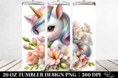 Cute Baby Unicorn with Freesia | 20 Oz Tumbler Product Image 2