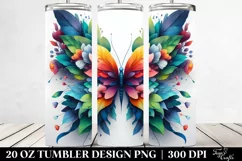 Vibrant Watercolor Butterfly with Flowers. 20 oz Tumbler Product Image 2