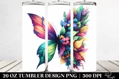 Vibrant Watercolor Butterfly with Flowers. 20 oz Tumbler Product Image 2