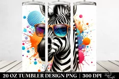 Quirky and Colorful Zebra with Sunglasses. 20 oz Tumbler Product Image 2