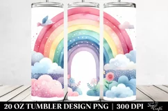Colorful Pastel Rainbow Clouds Watercolor Tumbler | 20 Oz Product Image 2