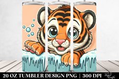 Cute Baby Tiger in Winter, Transparent 20 Oz Tumbler Product Image 2