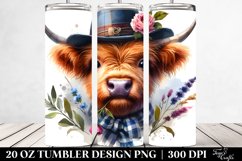 Highland Cow Portrait Watercolor Tumbler | 20 Oz Tumbler Product Image 2