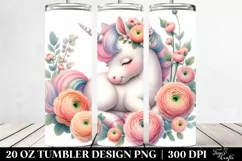 Cute Baby Unicorn Ranunculus Frame | 20 Oz Tumbler Product Image 2