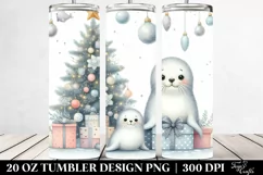 Cute Seal with Christmas Tree Clipart, Transparent 20 Oz Product Image 2