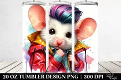 Cute Baby Mouse Posing Watercolor 20 Oz Tumbler Product Image 2