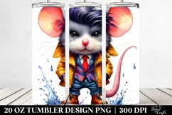 Cute Baby Mouse Posing Watercolor 20 Oz Tumbler Product Image 2