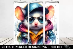 Cute Baby Mouse Posing Watercolor 20 Oz Tumbler Product Image 2