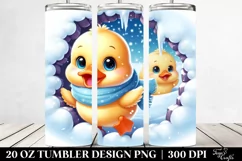 Cute Baby Duck Exiting Snowy Wall, High-Res 20 Oz Tumbler Product Image 2