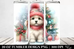 Cute Baby Puppy with Christmas Tree Clipart 20 Oz Tumbler Product Image 2