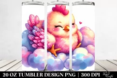 Colorful Pinkish Chicken Resting Cloud | 20 oz Tumbler Product Image 2