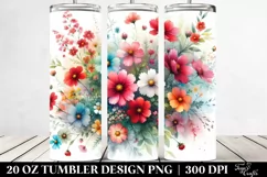 Colorful Red Flower Tumbler 20 oz Product Image 2