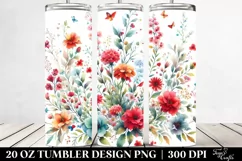Colorful Red Flower Tumbler 20 oz Product Image 2