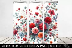 Colorful Red Flower Tumbler 20 oz Product Image 2