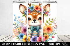 Smiling Cute Baby Deer Whimsical Flowers | 20 Oz Tumbler Product Image 2