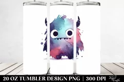 Simple Washed Watercolor Monster 20 oz Tumbler Product Image 2