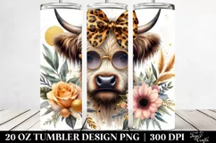 Elegant Highland Cow with Sunglasses | 20 oz Tumbler Product Image 2