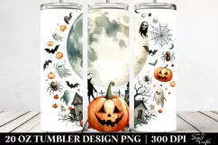 Watercolor Full Moon Clipart, Transparent 20 Oz Tumbler Product Image 2
