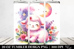 Colorful Cute Baby Lamb with Moon Tumbler Product Image 2